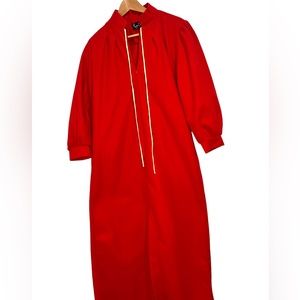 Vintage Pierre Cardin Robe Red  Long Dolmen Sleeves M Made in USA